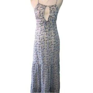 Daughters Of The Revolution Womens Dress Size M Blue Floral Maxi Lined Cotton